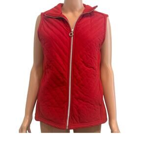 For Cynthia large quilted fleece vest top jacket pockets C 3254